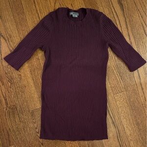Vince Burgundy Ribbed Knit Top